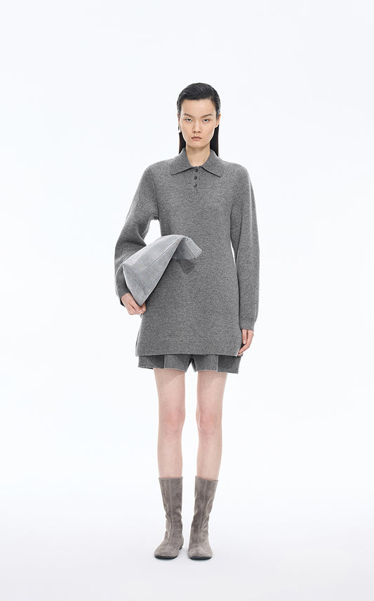 Dress / JNBY Wool-Cashmere Blend Polo Sweater Dress
