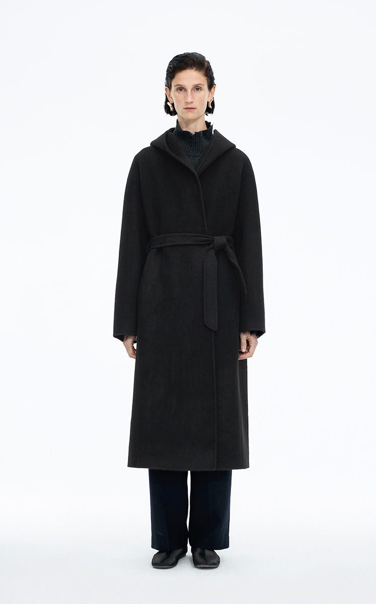 Coat / JNBY  Wool Cashmere Hooded Long Coat