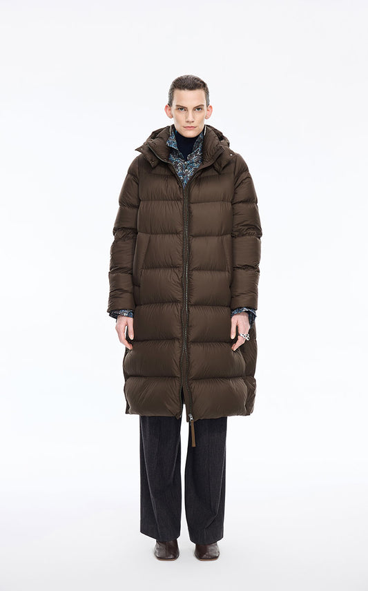 Down Coat / JNBY Long Hooded A-Line Down Coat
