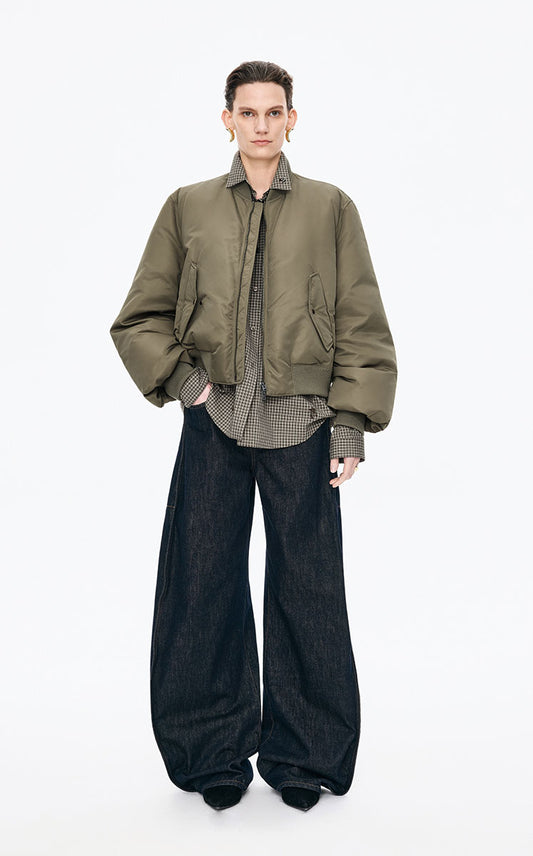 Down Coat /(ESG) JNBY T-Shaped Nylon Bomber Down Coat