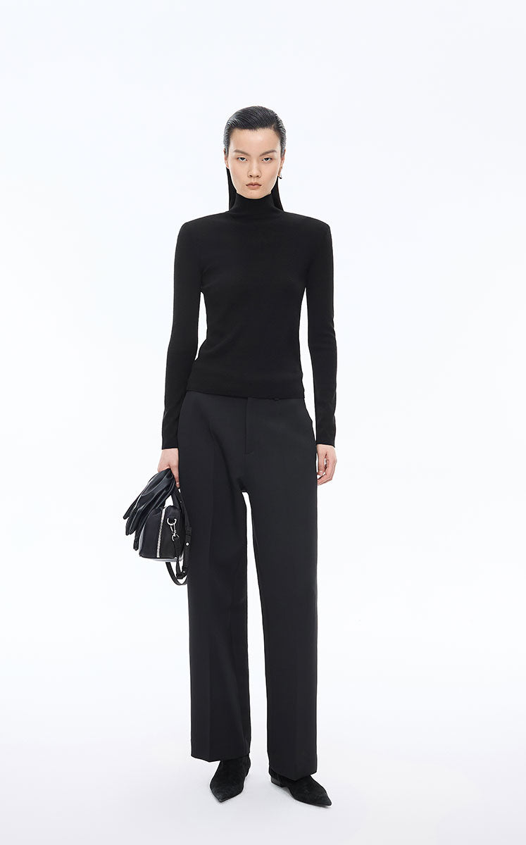 Sweater / JNBY Slim-Fit T-Neck Wool Blend Pullover