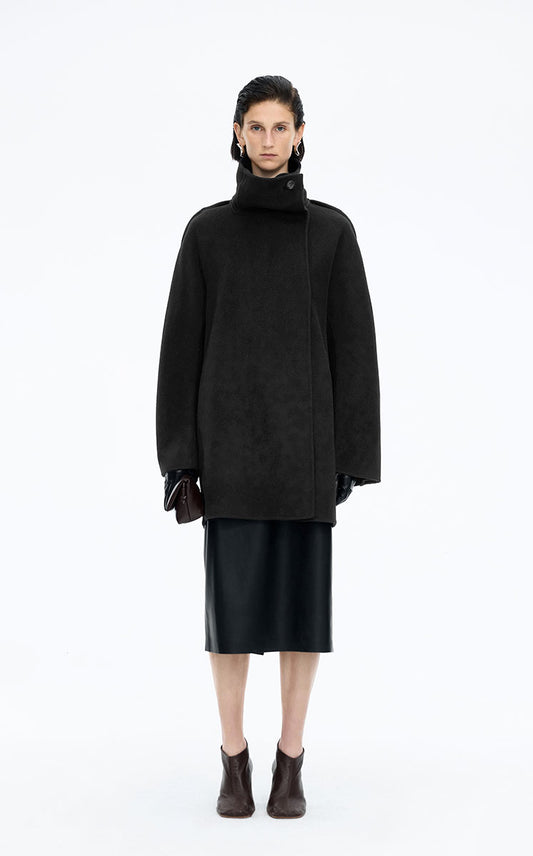 Coat / JNBY Convertible Collar Oversized Wool Blend Coat