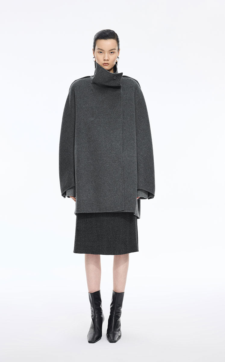 Coat / JNBY Convertible Collar Oversized Wool Blend Coat