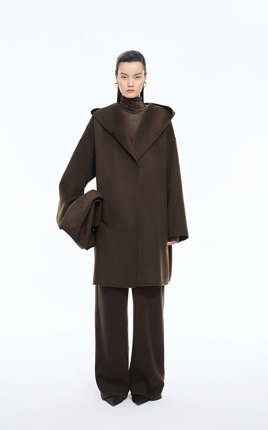 Coat / JNBY Oversized Hooded Wool-Cashmere Blend Coat