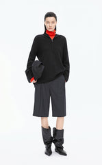 Sweater / JNBY Loose Quarter-Zip Wool Hoodie