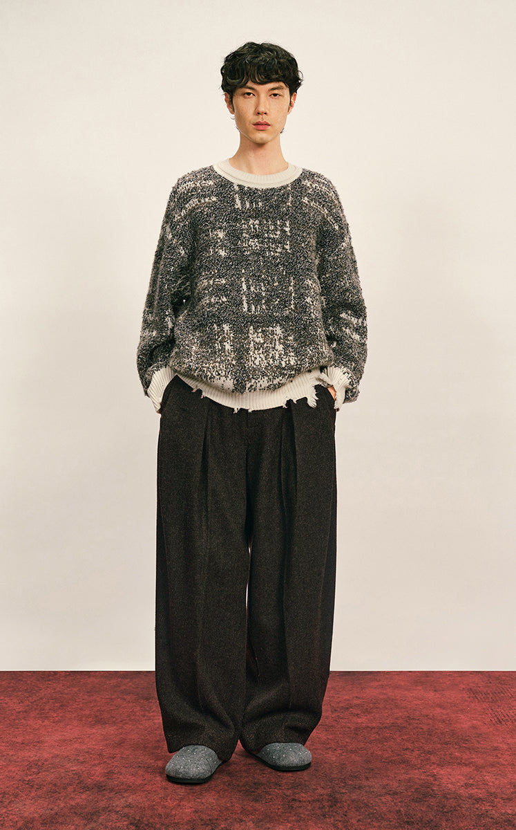 Sweater / CROQUIS Gold-Jacquard Gradient Check Sweater