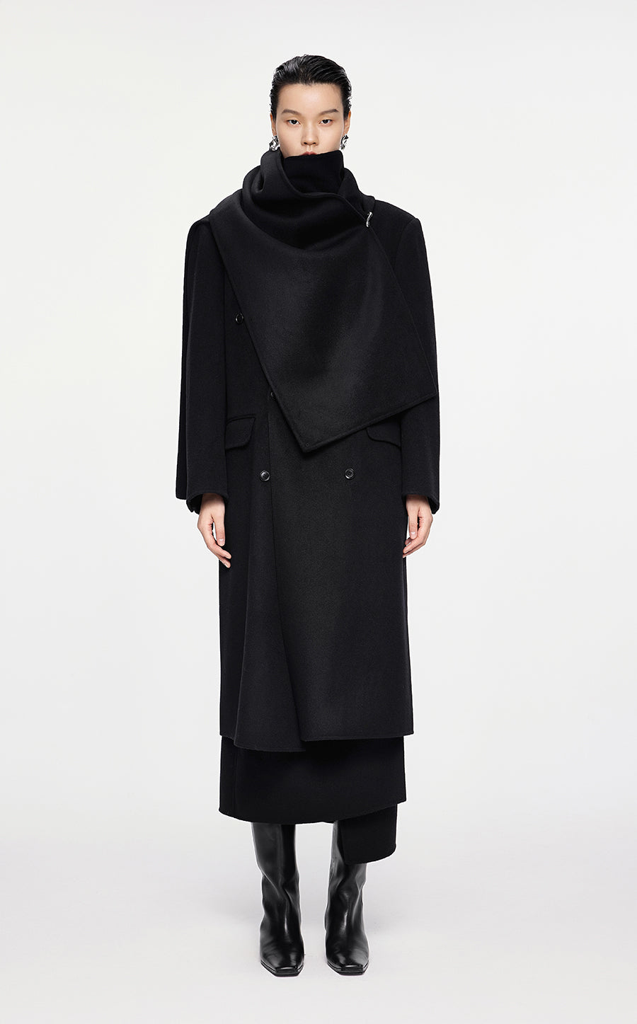 Coat / JNBY Mid-length Wool-cashmere Cape Coat