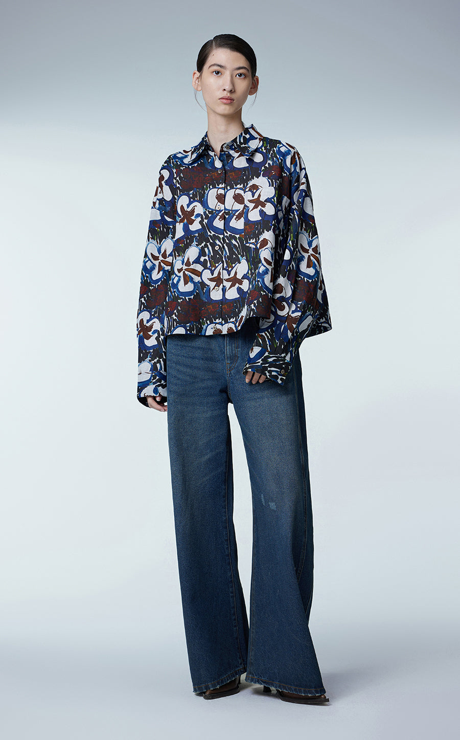 Shirt / JNBY Oversized Floral Prints Ramie Shirt