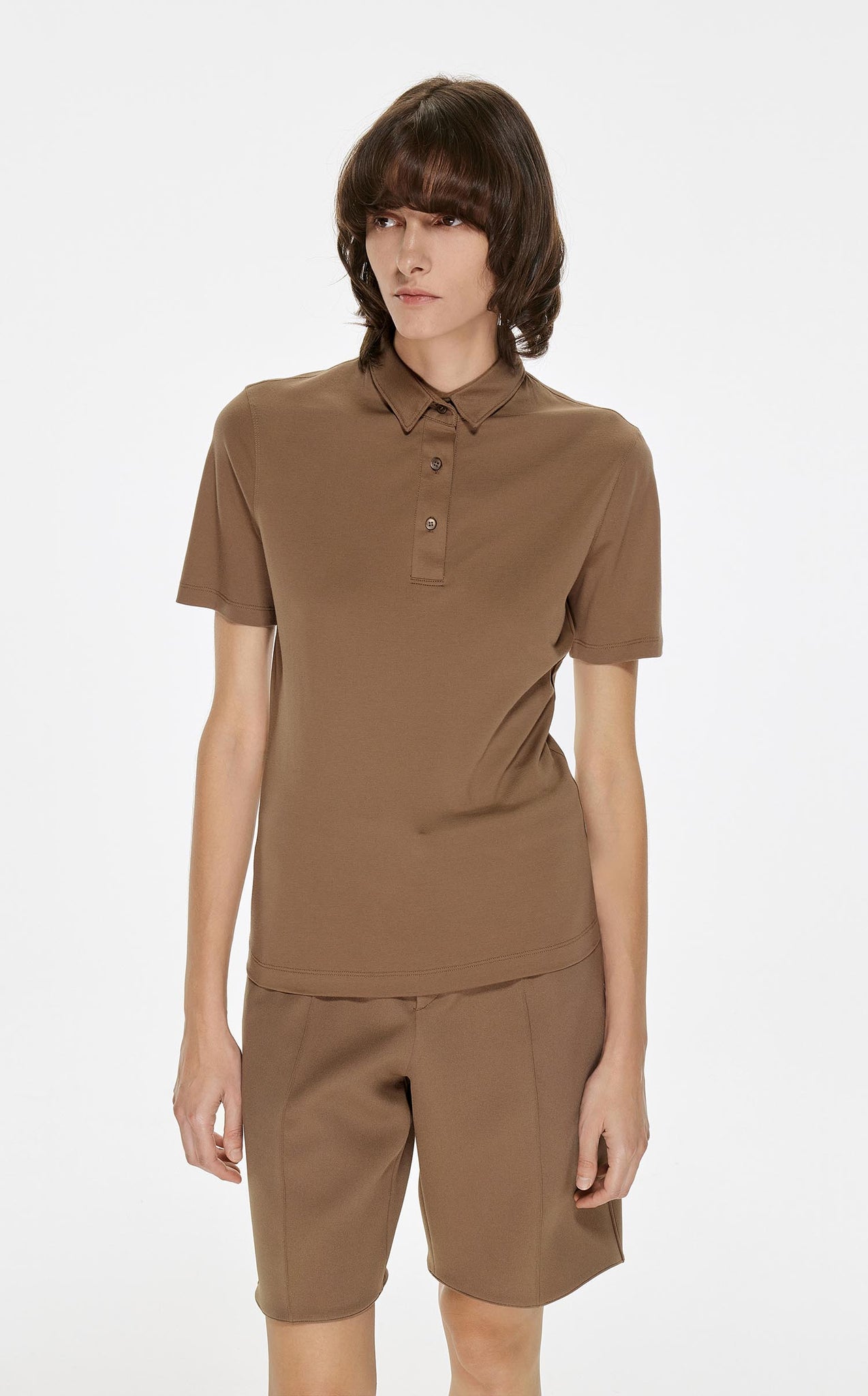 T-Shirt / JNBY Solid Short Sleeve Polo Shirt