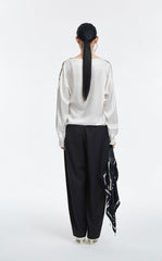 Blouse / JNBY Silk Boat Neck Pearl Print Top