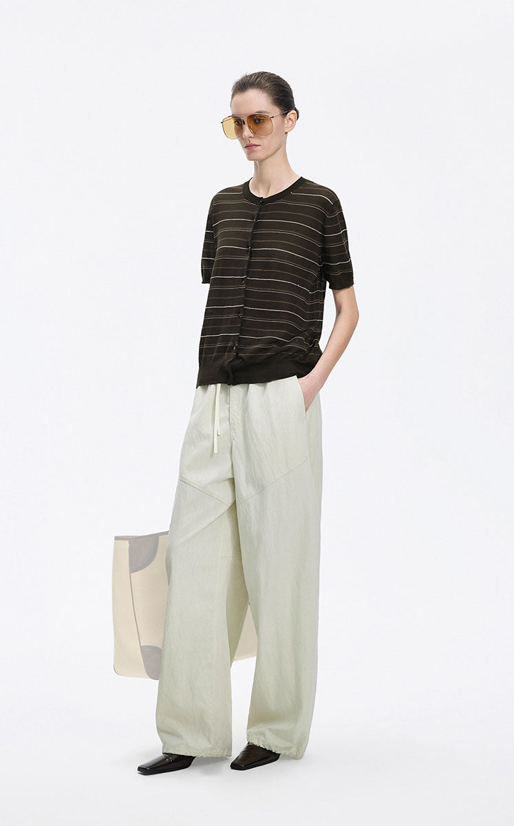 Cardigan / JNBY Cotton Stripe Short Sleeve Knit