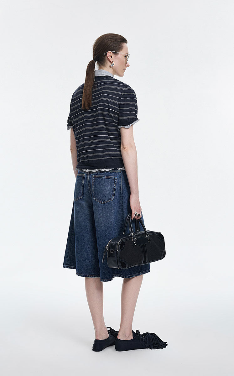 Cardigan / JNBY Cotton Stripe Short Sleeve Knit