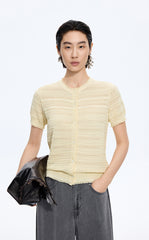 Cardigan / JNBY Open-Knit Cotton Cropped Cardigan