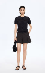 Cardigan / JNBY Open-Knit Cotton Cropped Cardigan