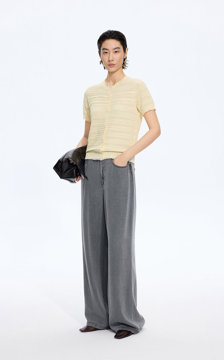 Cardigan / JNBY Open-Knit Cotton Cropped Cardigan