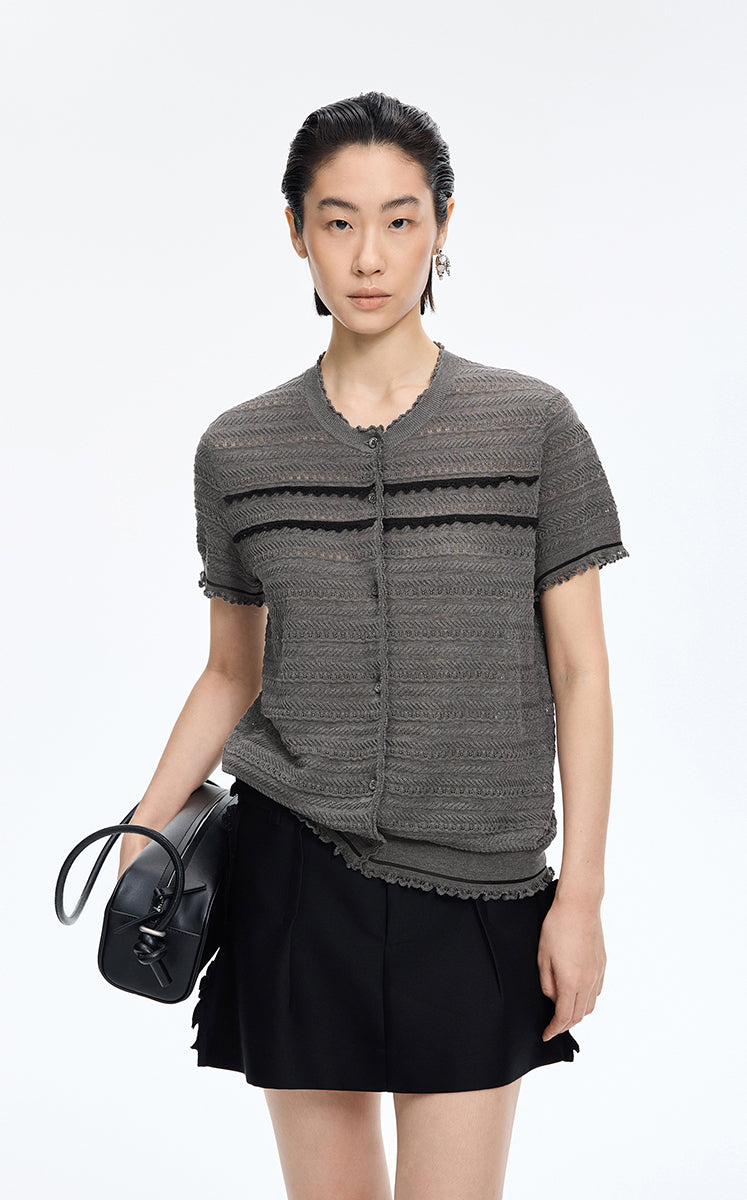 Cardigan / JNBY Open-Knit Cotton Cropped Cardigan
