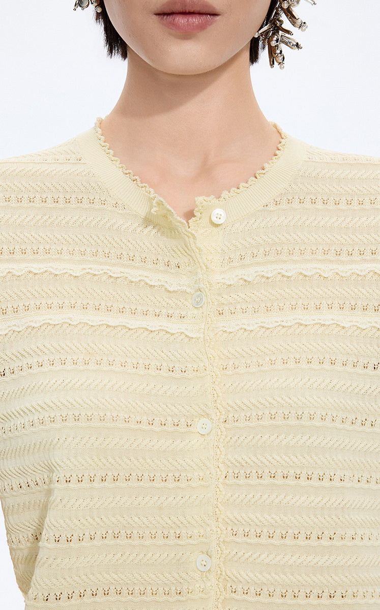 Cardigan / JNBY Open-Knit Cotton Cropped Cardigan