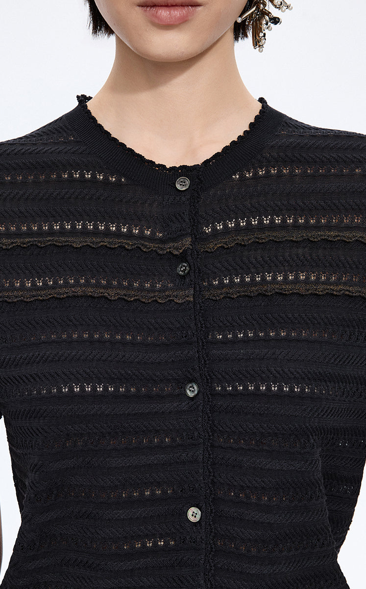 Cardigan / JNBY Open-Knit Cotton Cropped Cardigan