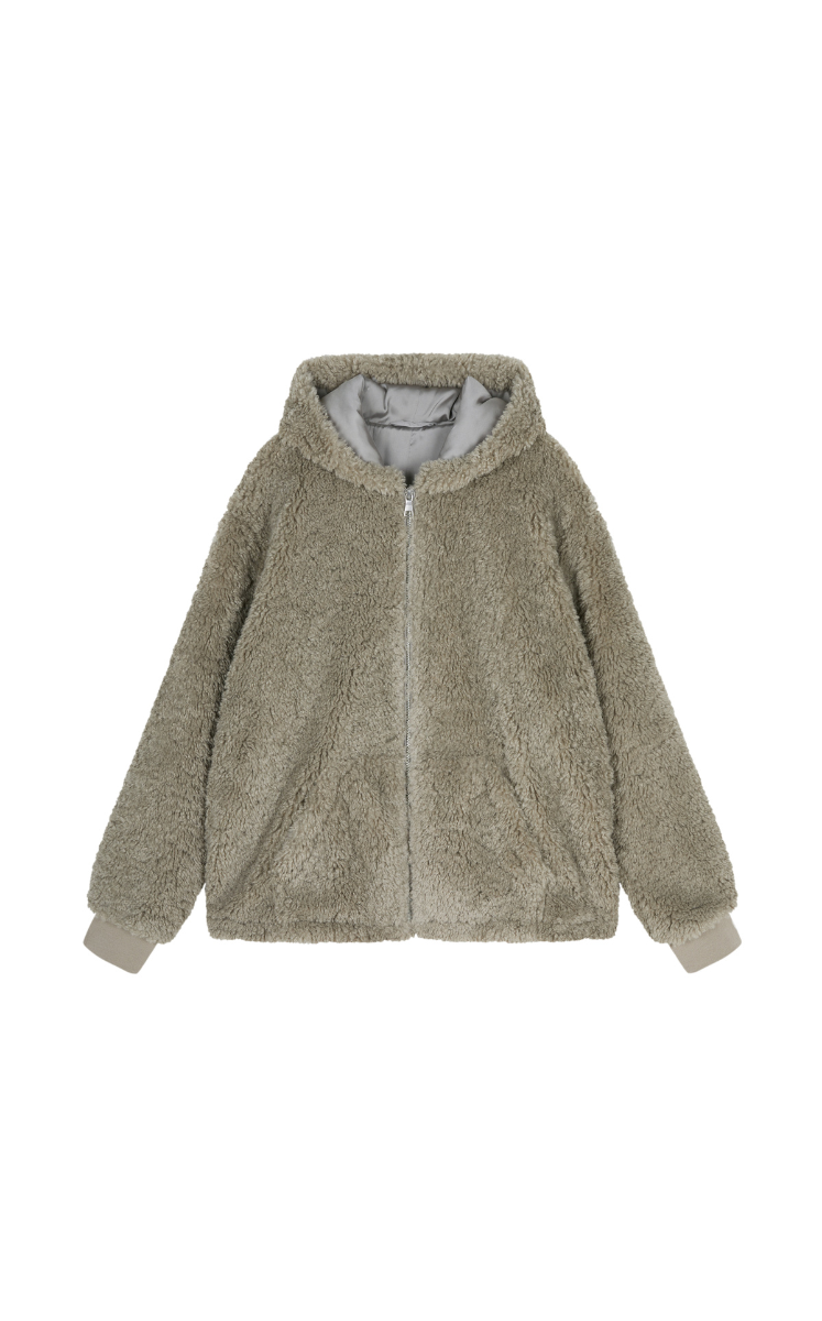 Coat / JNBY Eco-Faux Fur Hoodie Jacket