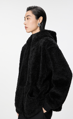 Coat / JNBY Eco-Faux Fur Hoodie Jacket