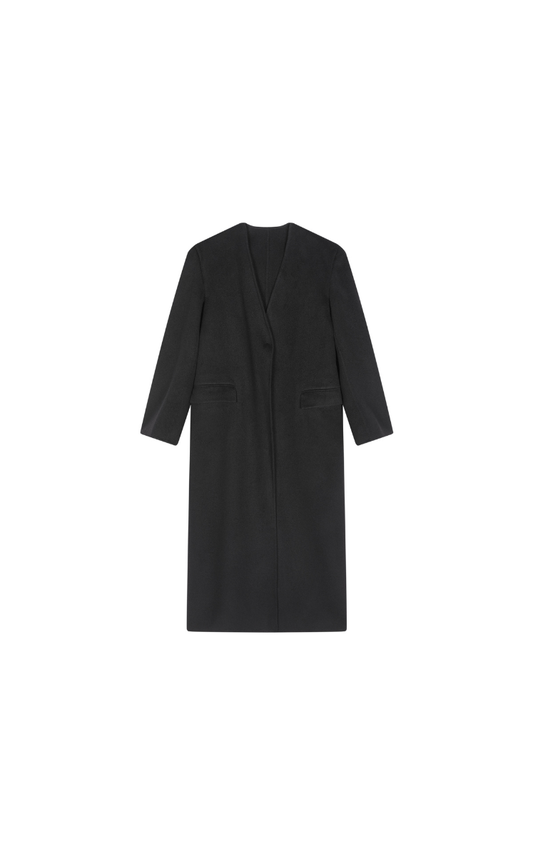 Coat / JNBY V-neck Wool-Cashmere Long Overcoat