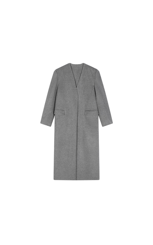 Coat / JNBY V-neck Wool-Cashmere Long Overcoat