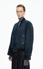 Down Coat / JNBY Denim texture Cropped Bomber Down Coat