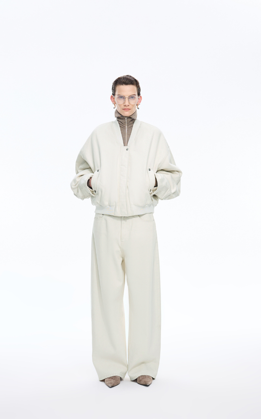 Down Coat / JNBY Denim texture Cropped Bomber Down Coat