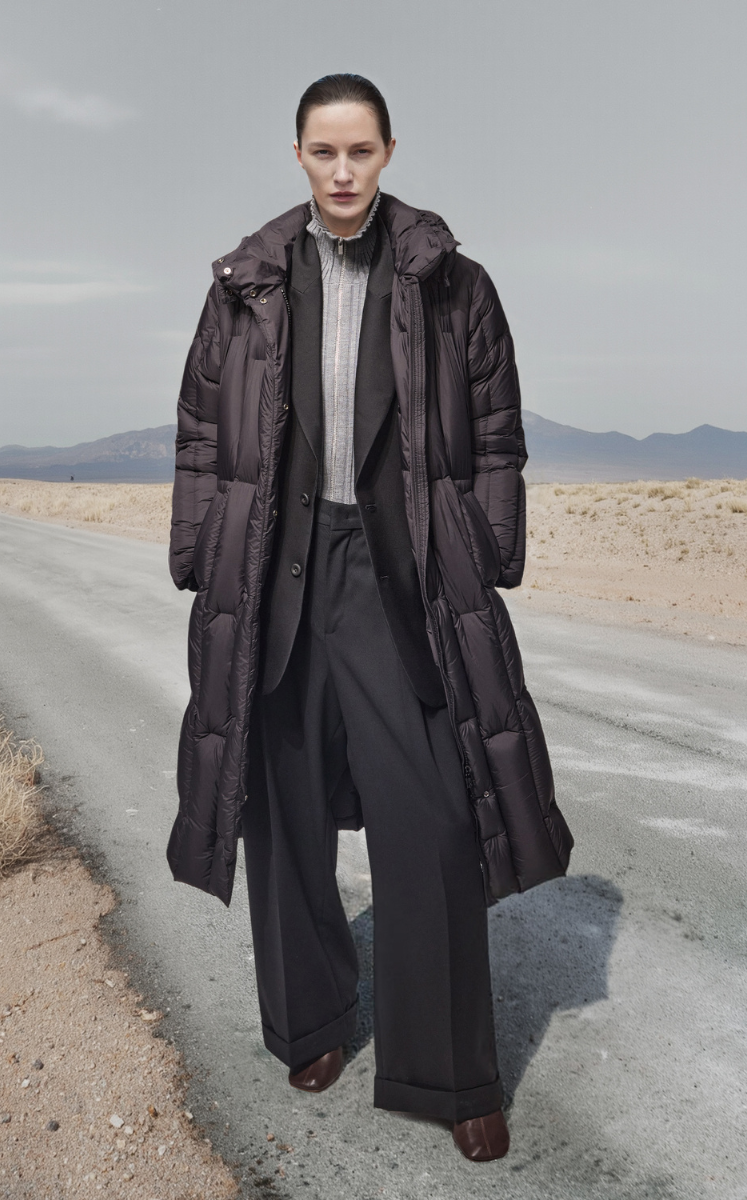 Down Coat / JNBY Long Streamlined Hooded Goose Down Coat