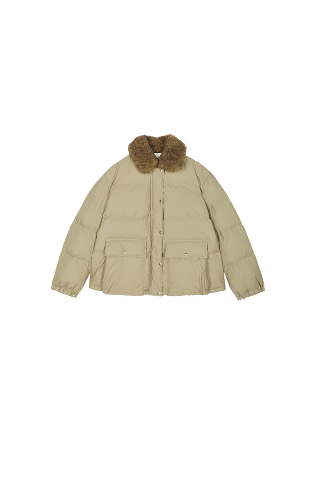 Down Coat / JNBY Shearling Collar A-Line Mid-Length Down Coat