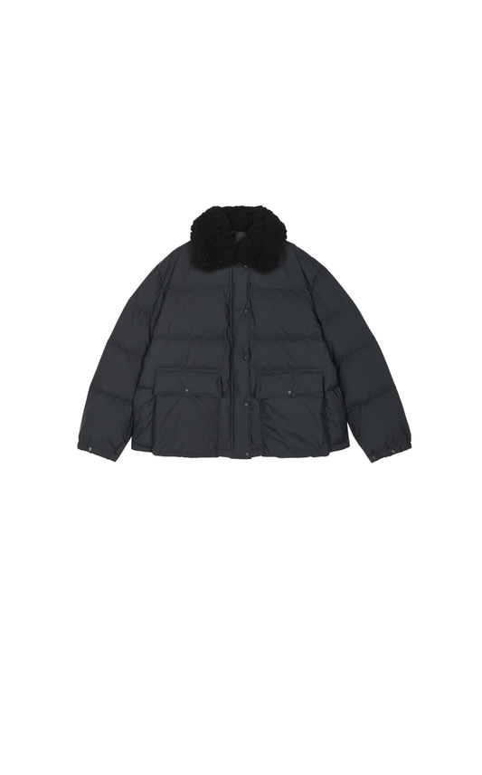 Down Coat / JNBY Shearling Collar A-Line  Mid-Length Down Coat
