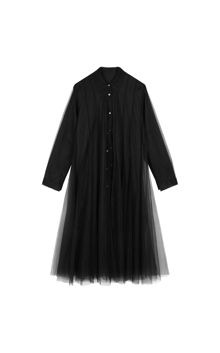 Dress / JNBY A-Line Mesh Long-Sleeve Dress