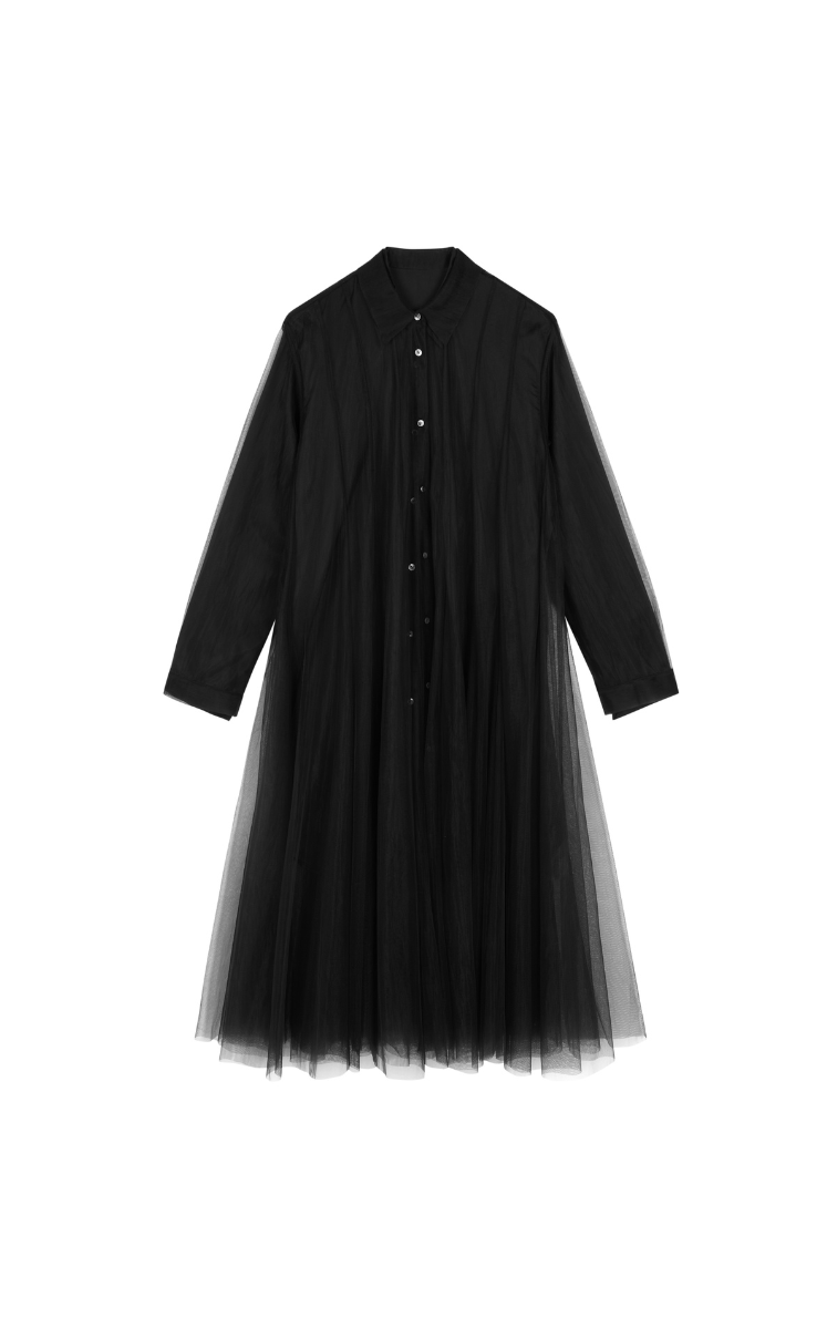 Dress / JNBY A-Line Mesh Long-Sleeve Dress