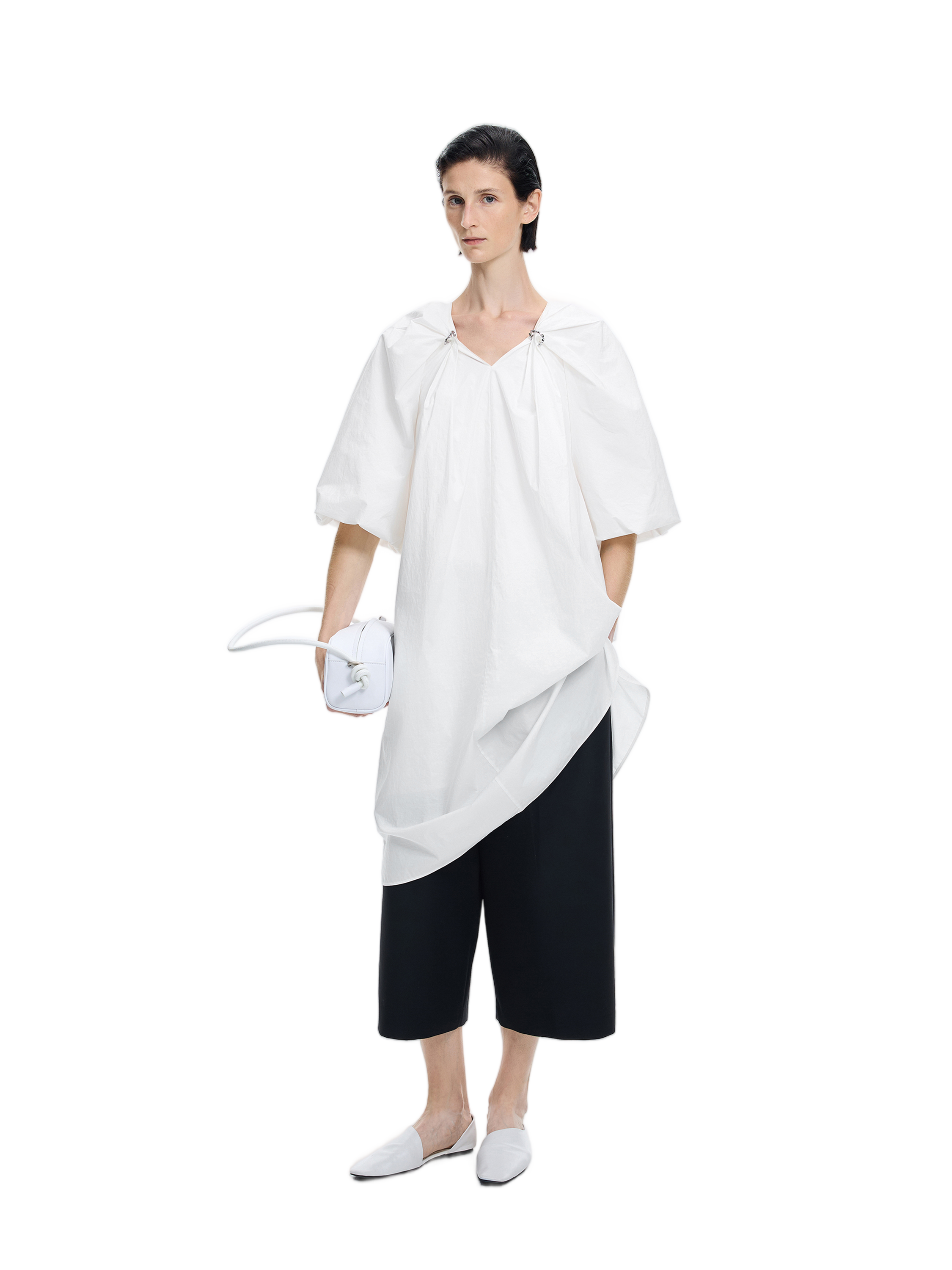 Dress / JNBY Cotton Poplin A-Line V-Neck Dress