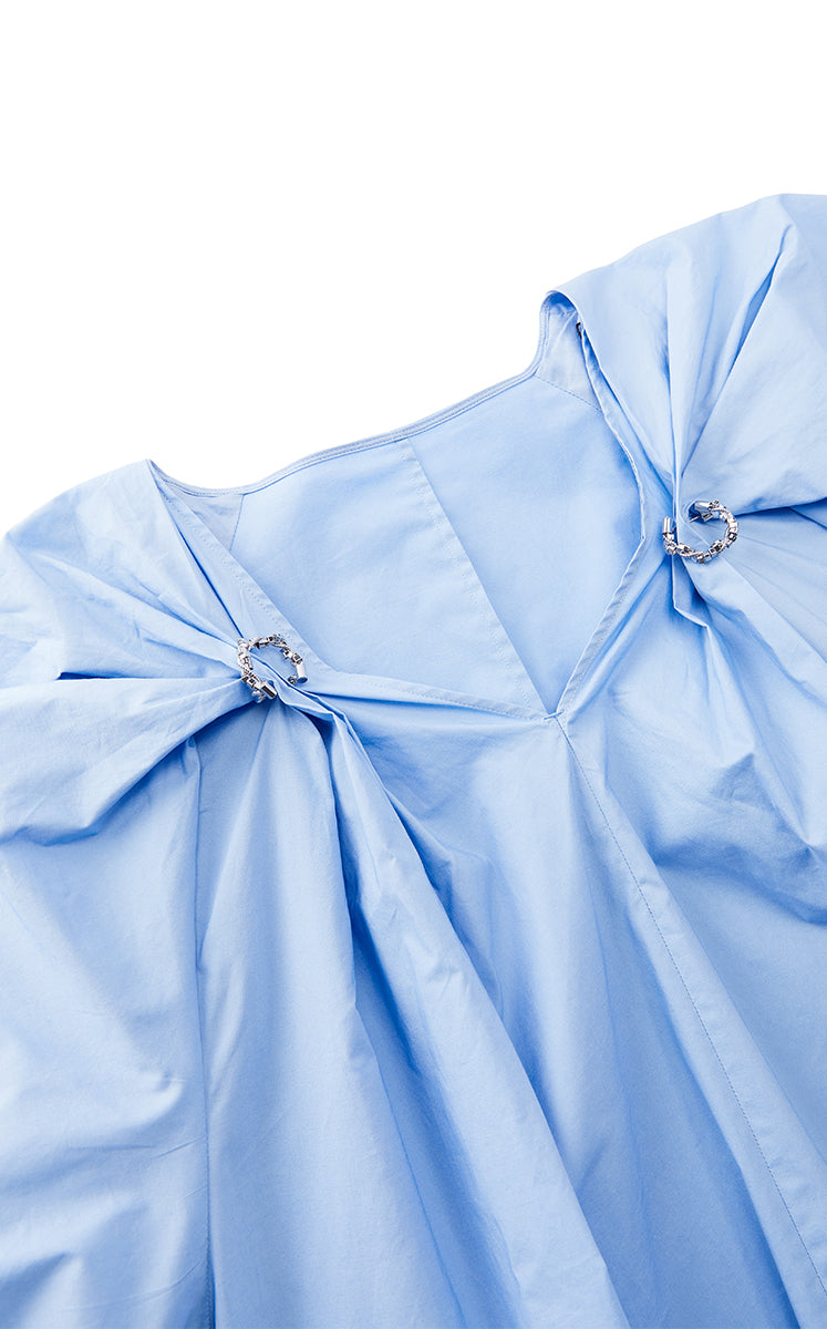 Dress / JNBY Cotton Poplin A-Line V-Neck Dress