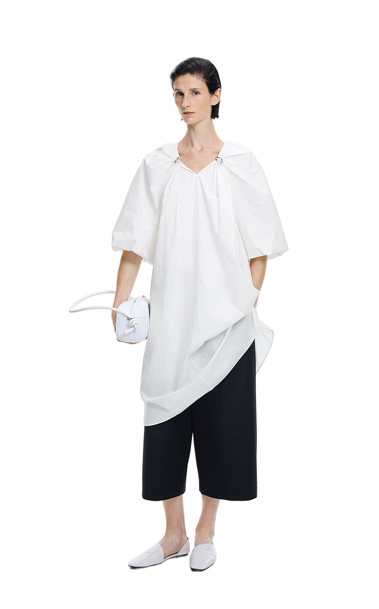 Dress / JNBY Cotton Poplin A-Line V-Neck Dress