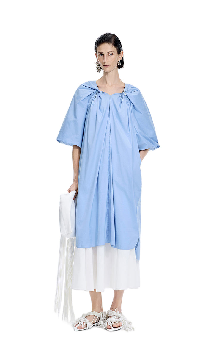 Dress / JNBY Cotton Poplin A-Line V-Neck Dress