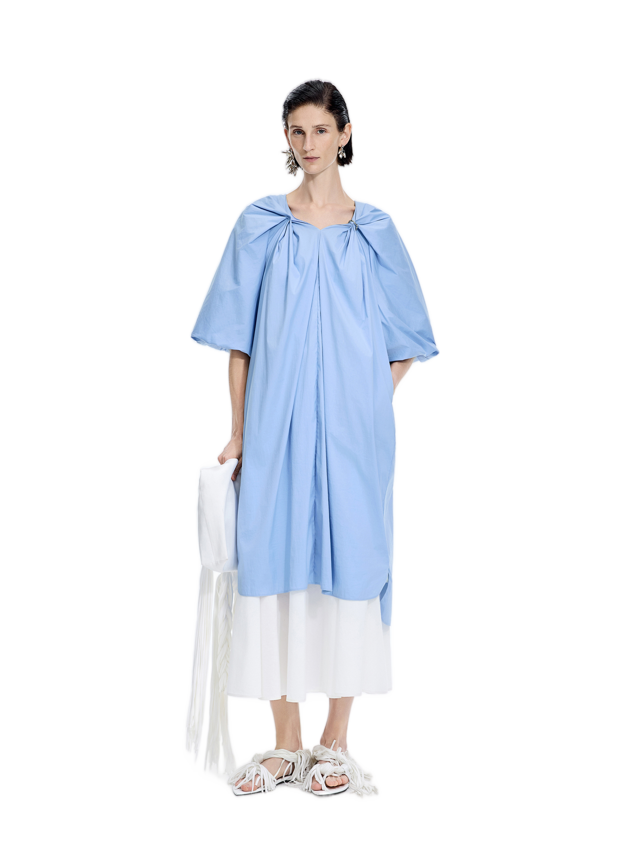 Dress / JNBY Cotton Poplin A-Line V-Neck Dress