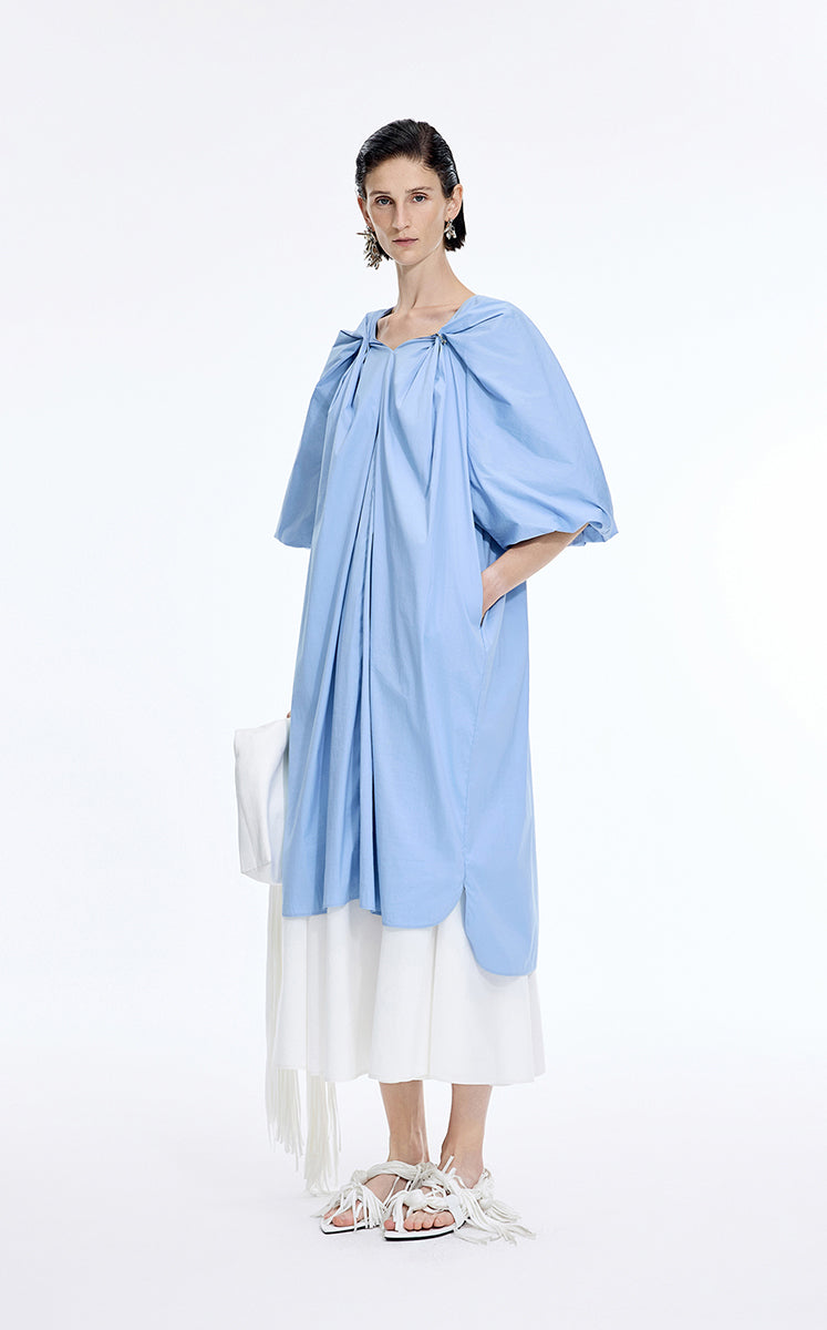 Dress / JNBY Cotton Poplin A-Line V-Neck Dress