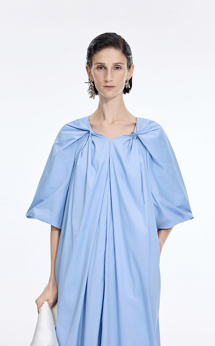 Dress / JNBY Cotton Poplin A-Line V-Neck Dress