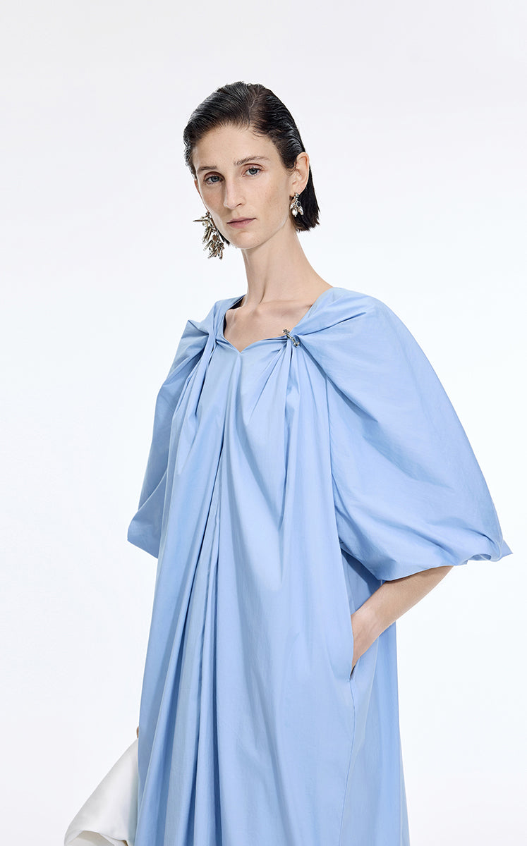 Dress / JNBY Cotton Poplin A-Line V-Neck Dress