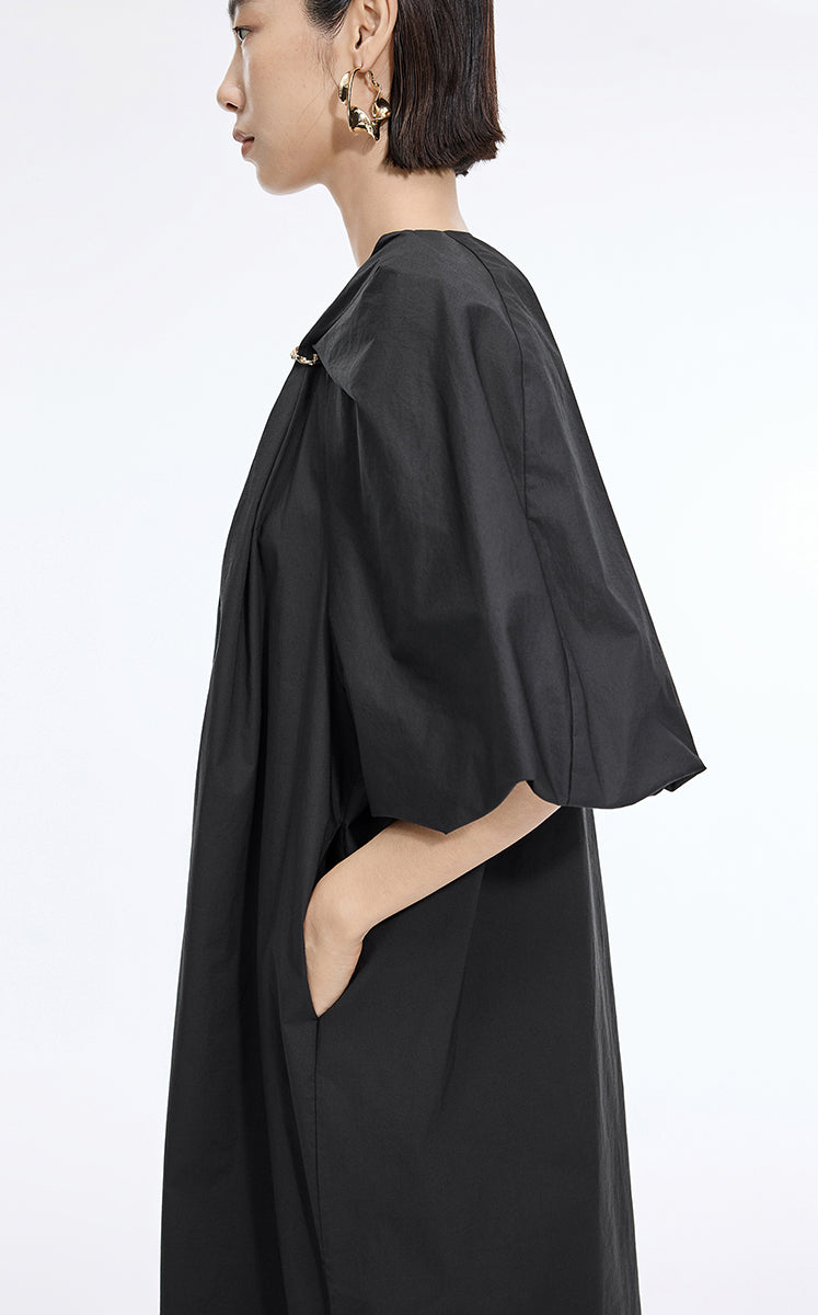 Dress / JNBY Cotton Poplin A-Line V-Neck Dress