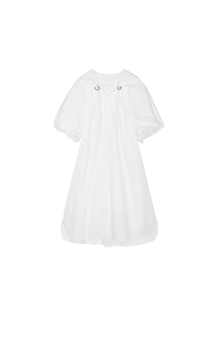 Dress / JNBY Cotton Poplin A-Line V-Neck Dress