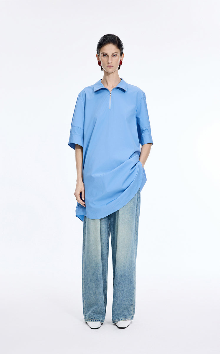 Dress / JNBY Cotton Poplin Twist-Hem Midi Dress