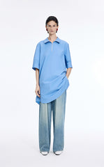 Dress / JNBY Cotton Poplin Twist-Hem Midi Dress