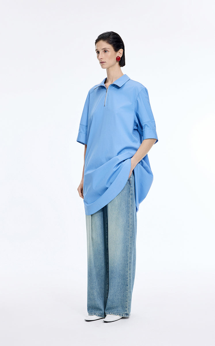 Dress / JNBY Cotton Poplin Twist-Hem Midi Dress