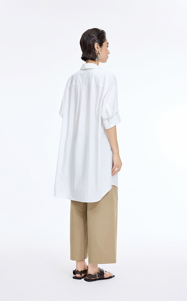 Dress / JNBY Cotton Poplin Twist-Hem Midi Dress