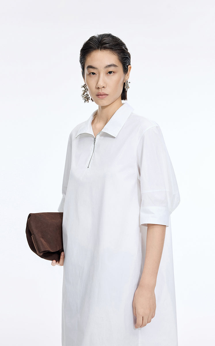 Dress / JNBY Cotton Poplin Twist-Hem Midi Dress