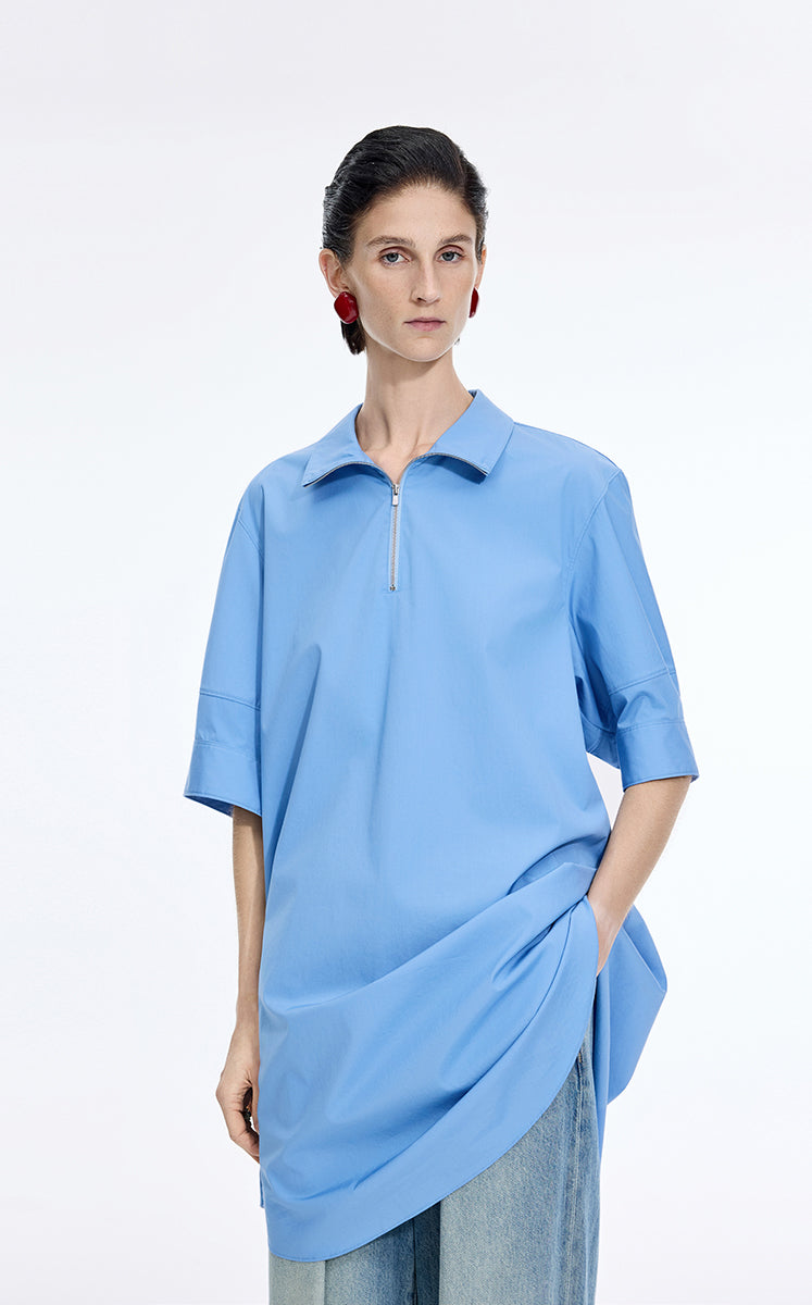 Dress / JNBY Cotton Poplin Twist-Hem Midi Dress