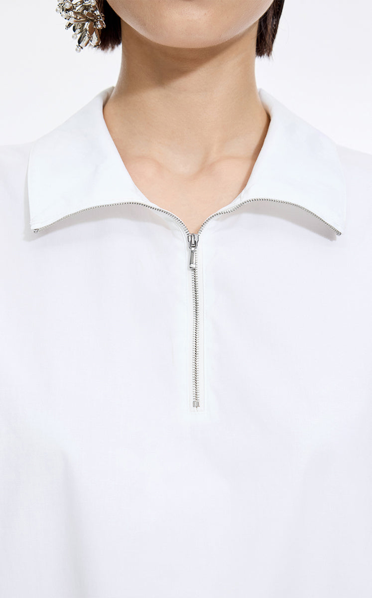 Dress / JNBY Cotton Poplin Twist-Hem Midi Dress